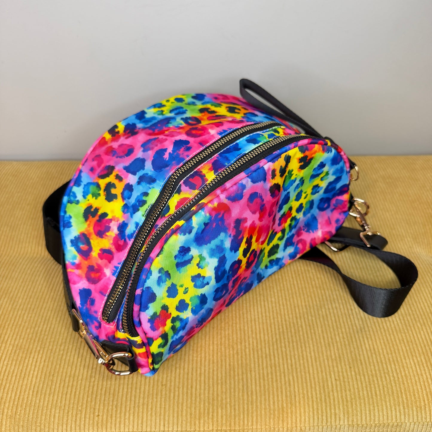 The Roni Nylon Crossbody - Bright Rainbow Animal Print