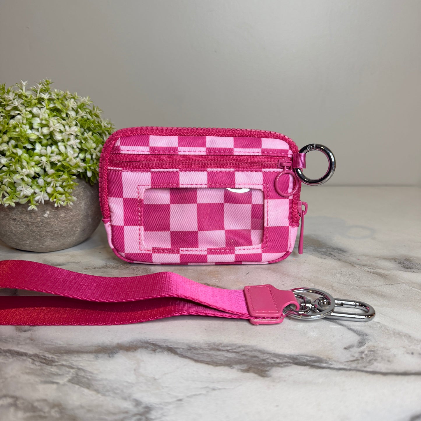Rue - Nylon Wristlet Wallet - Hot Pink Check