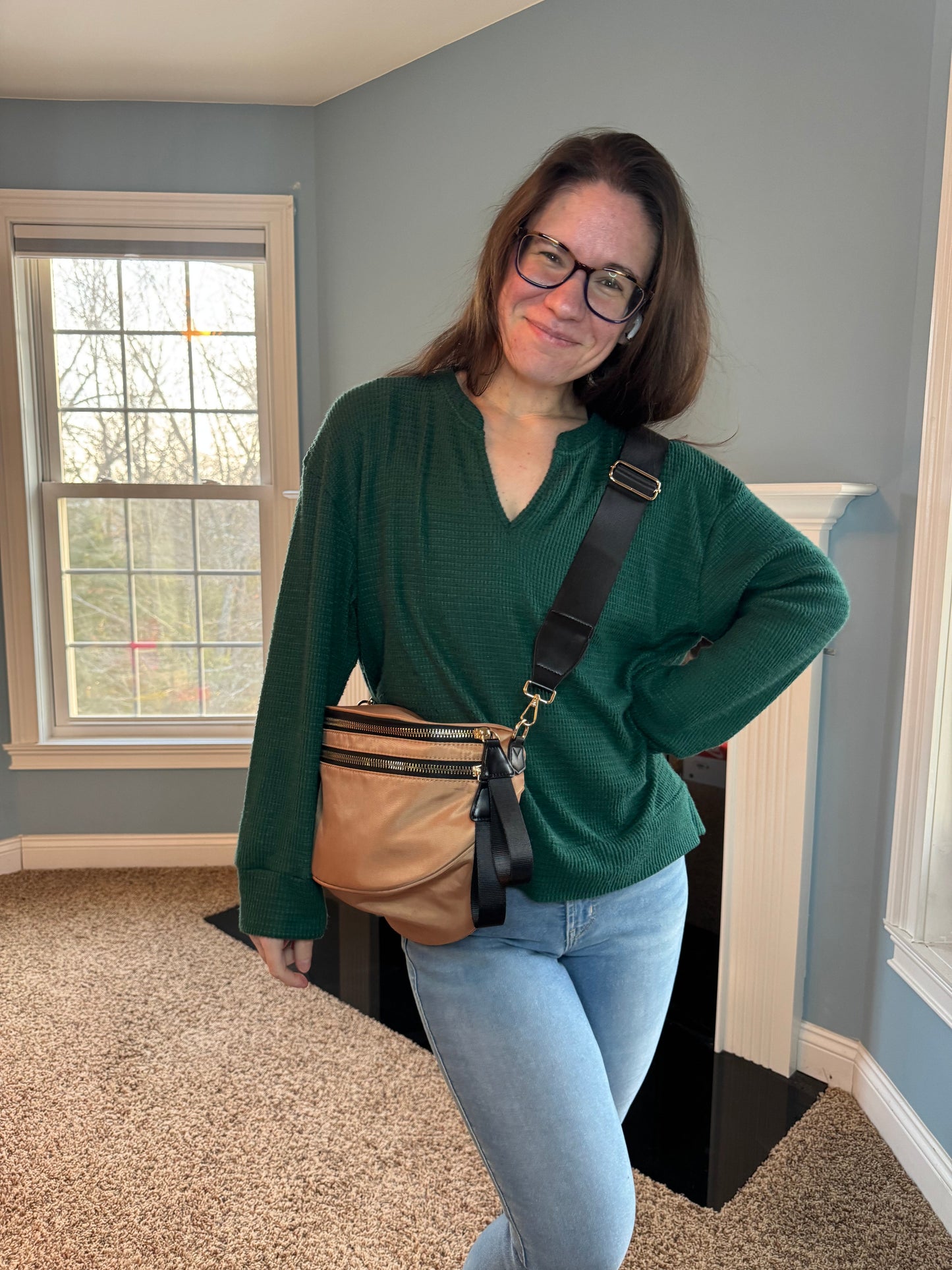 The Roni Nylon Crossbody - Bronze + Black