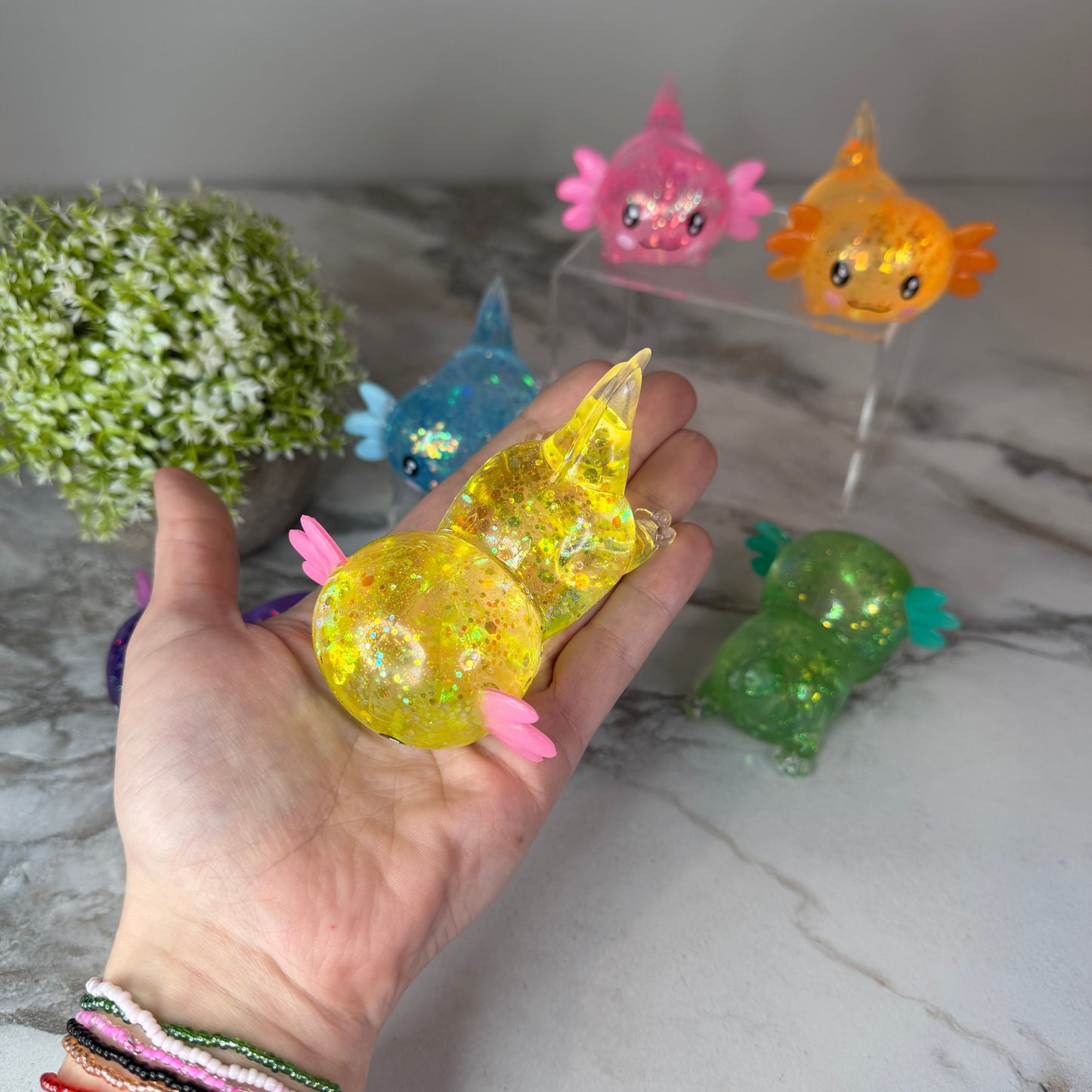 Squishy Toy - Axolotl, Glitter