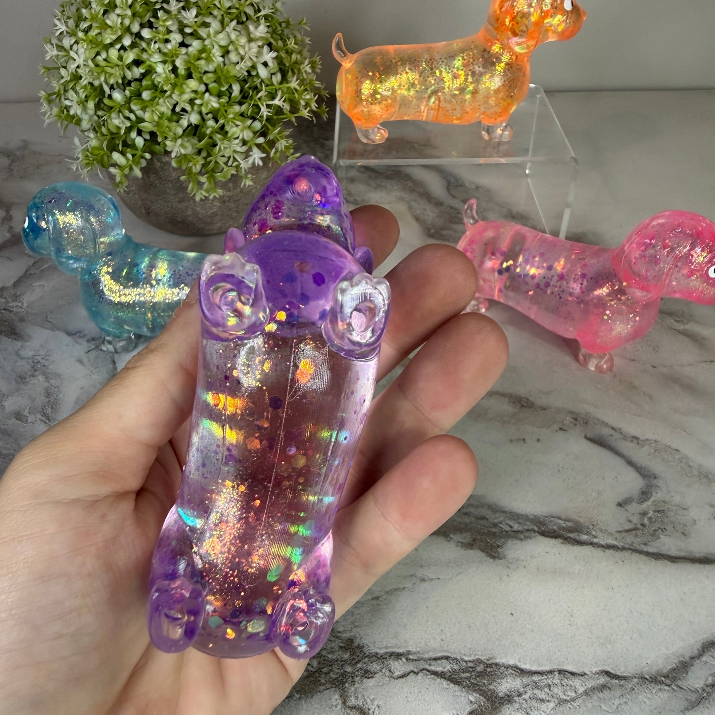 Squishy Toy - Glitter Weiner Dog