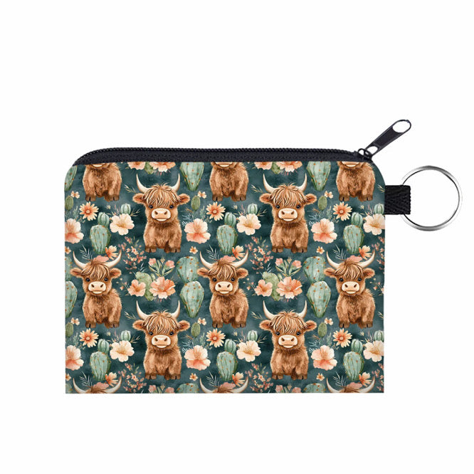 Mini Pouch - Highland Cow Cactus