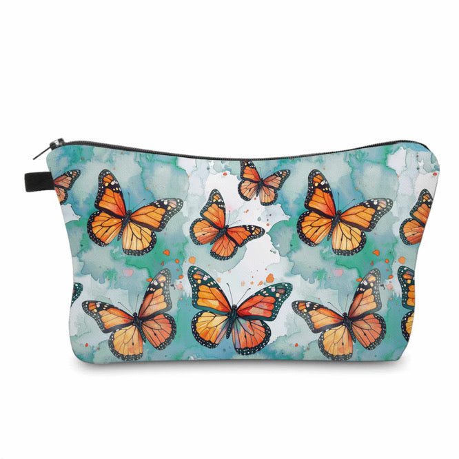 Pouch - Butterfly Orange Teal Watercolor