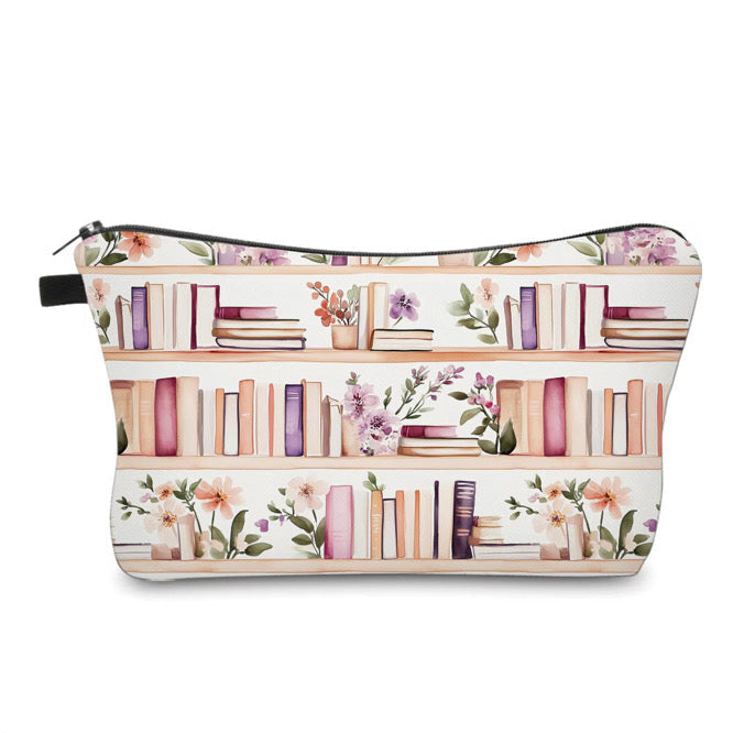 Pouch - Book Bookshelf White Lavender