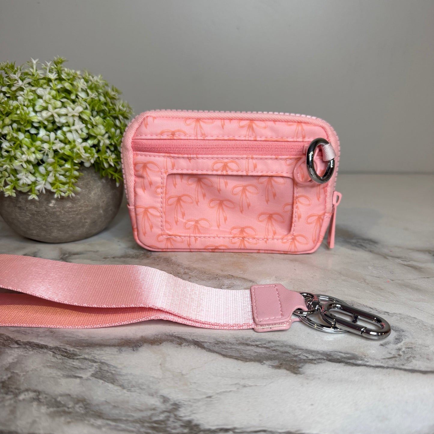 Rue - Nylon Wristlet Wallet - Pink Orange Bow