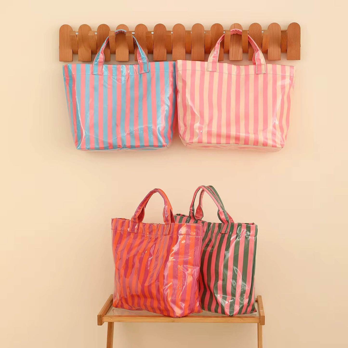 April Vinyl Tote Bag - Stripes