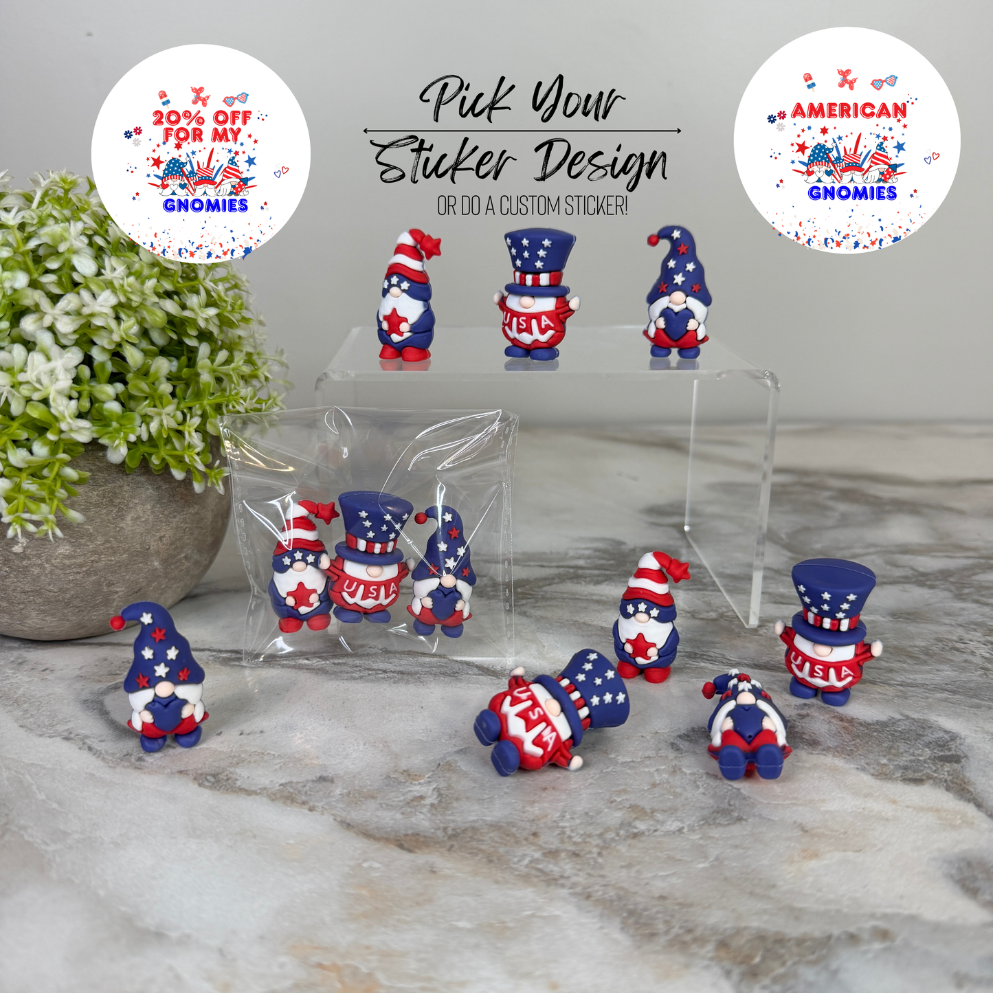 Gnome Figurines - 4th Of July America Assortment (3 pack)