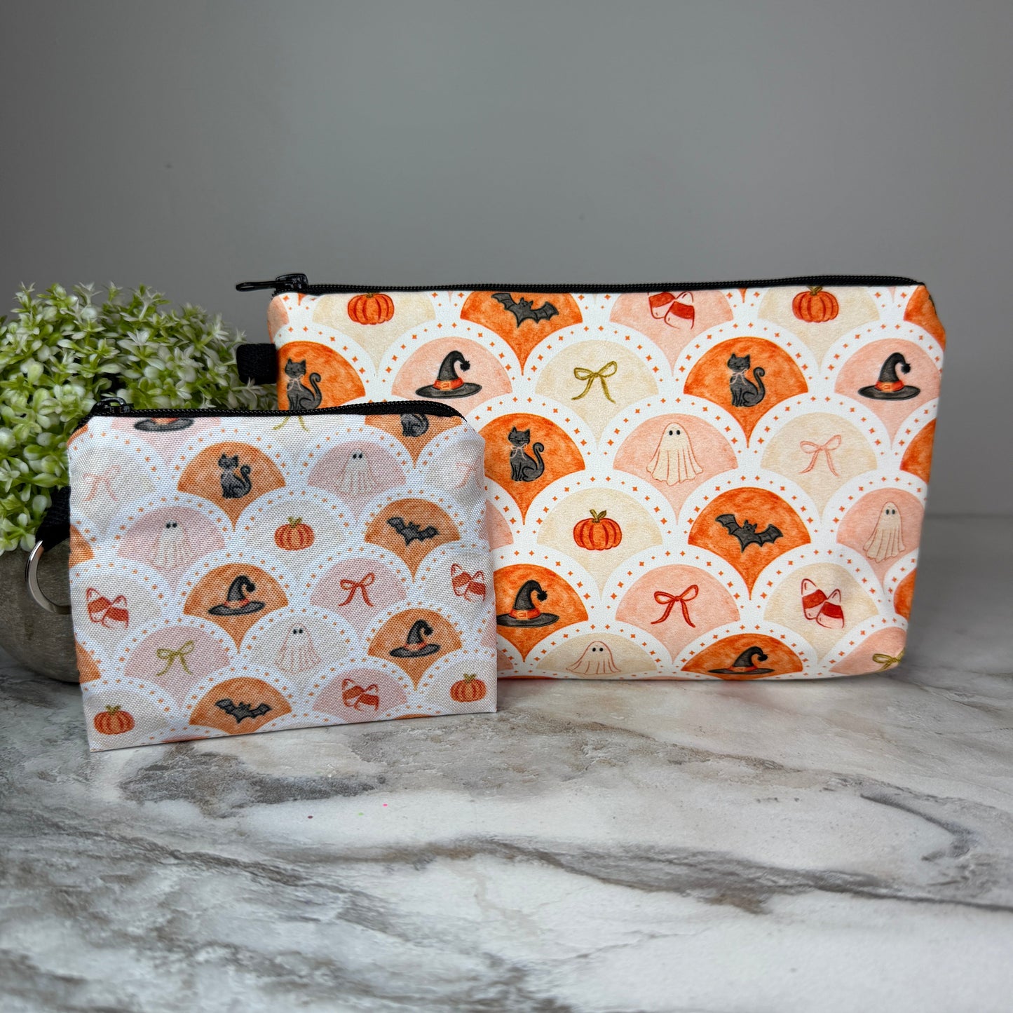 Bundled Set - Pouch & Mini Pouch - Halloween Cute Scallop Things