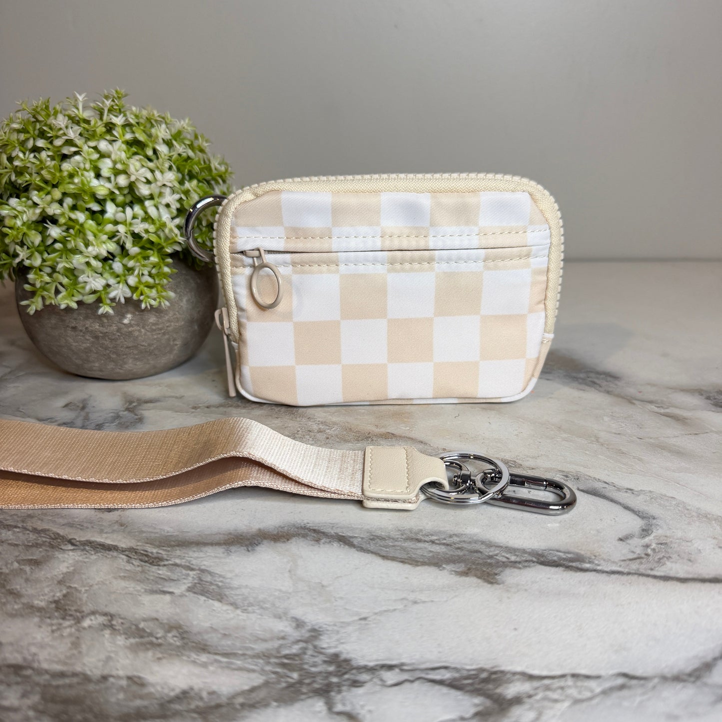 Rue - Nylon Wristlet Wallet - Beige Check