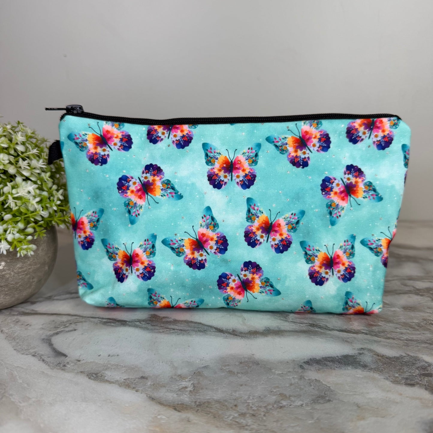 Pouch - Butterfly Teal Floral