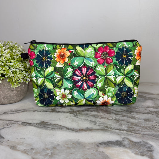 Pouch - Floral Green Tile
