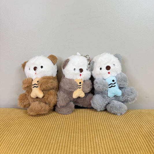 Keychain - Pom Pom Fuzzy Otter