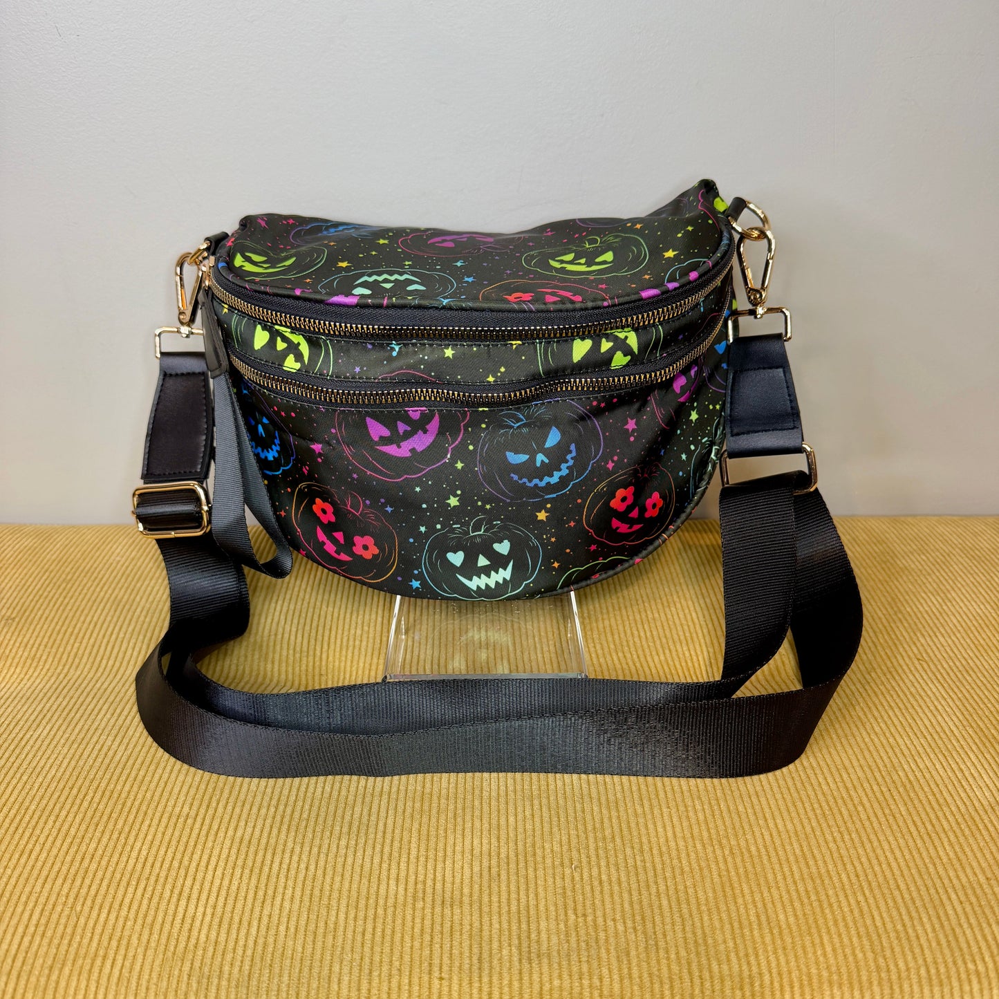 The Roni Nylon Crossbody - Halloween Fall Rainbow Pumpkin Faces