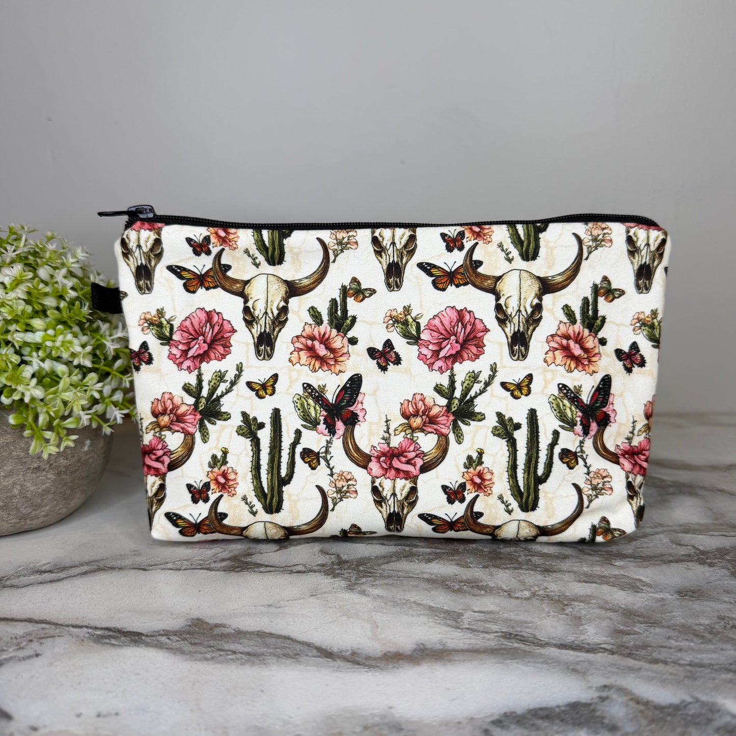 Pouch - Western Skull Cactus Floral