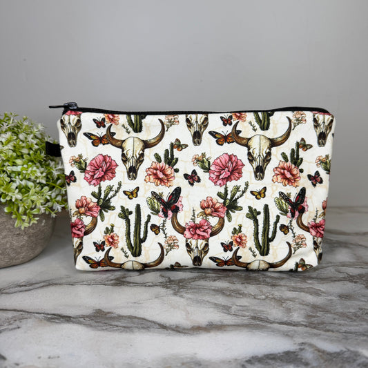 Pouch - Western Skull Cactus Floral