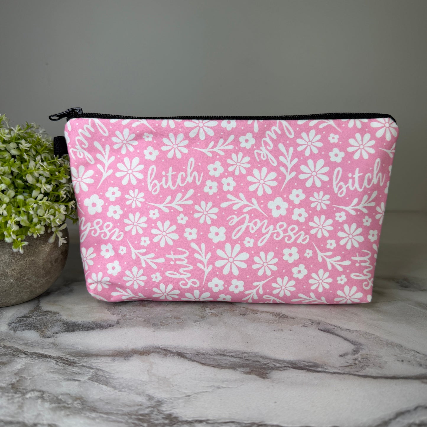Pouch - Humor Adult, Swear Floral Pink