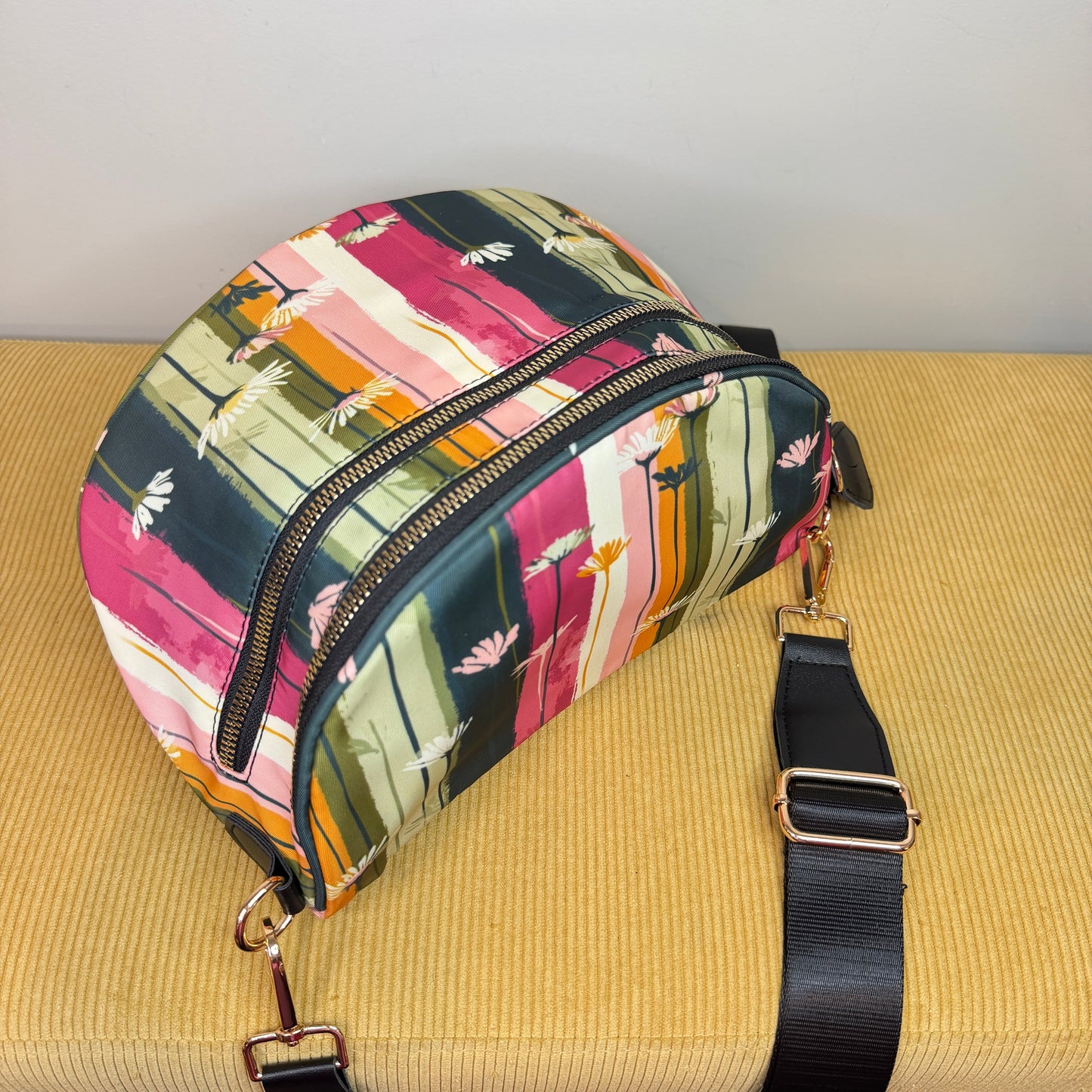 The Roni Nylon Crossbody - Daisy Stripe