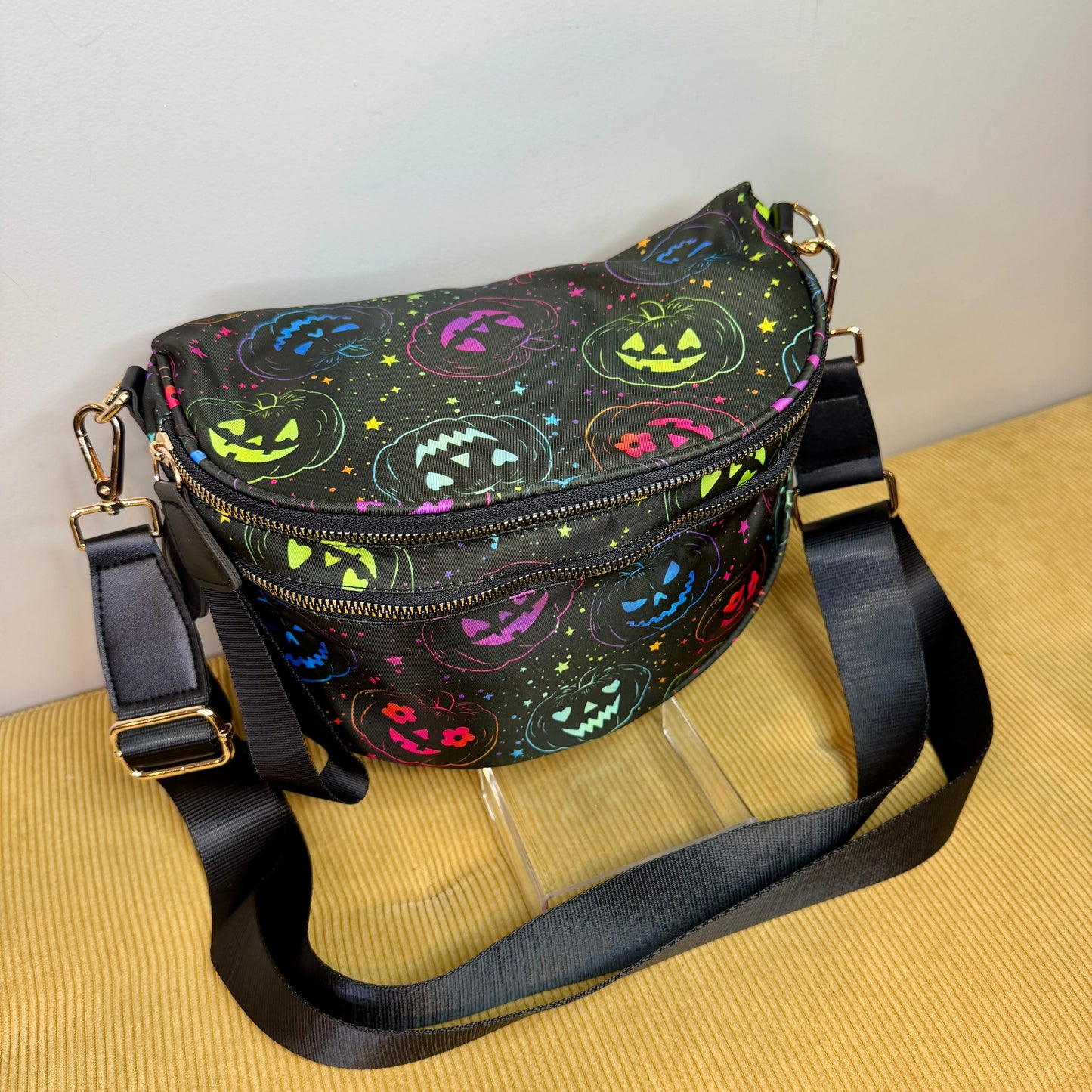 The Roni Nylon Crossbody - Halloween Fall Rainbow Pumpkin Faces