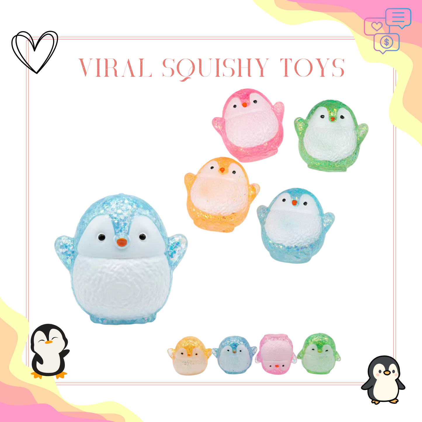 Squishy Toy - Glitter Penguin