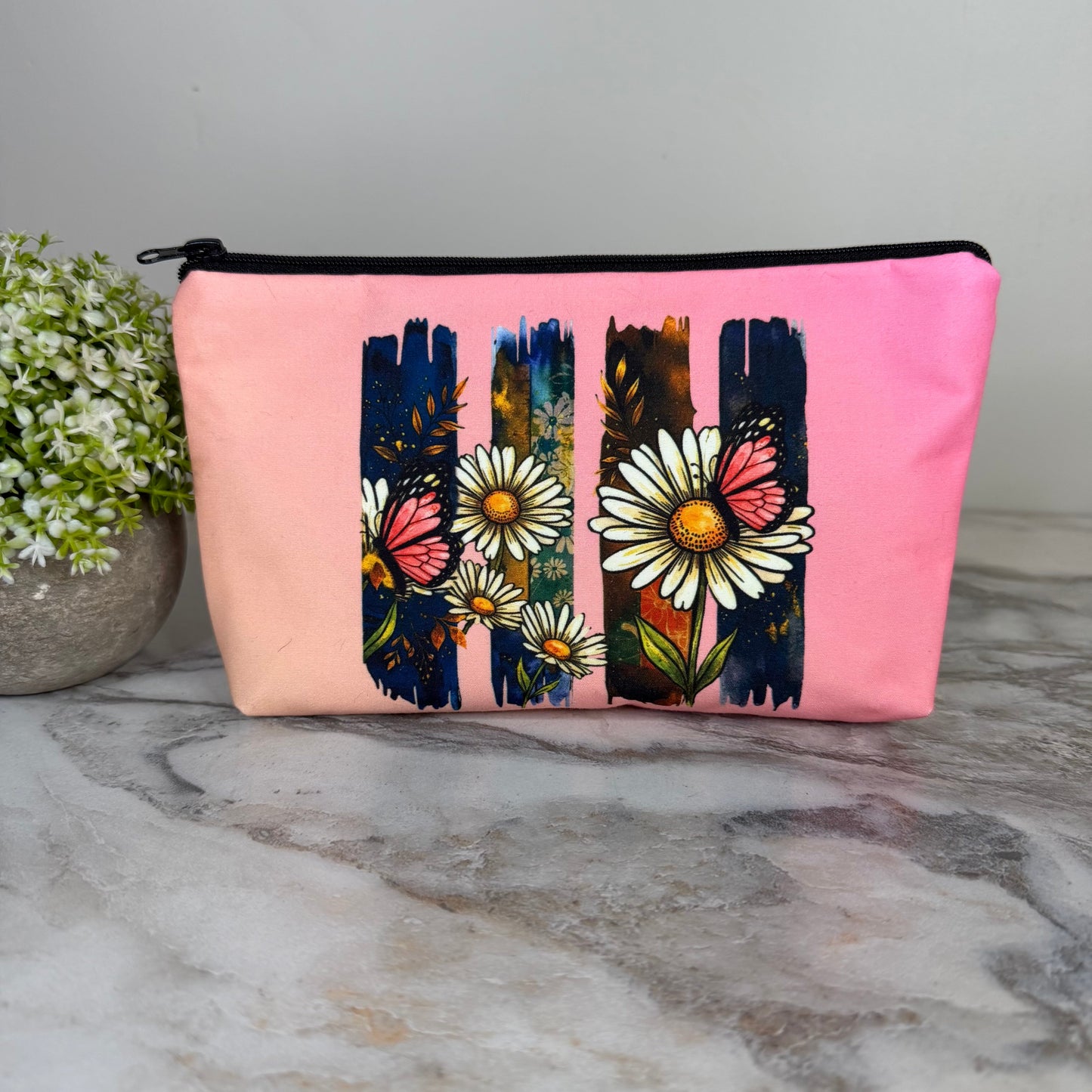 Pouch - Floral Stripe Butterfly
