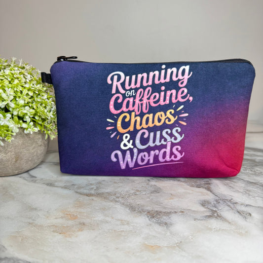 Pouch - Humor Adult, Caffeine Chaos Cuss Words