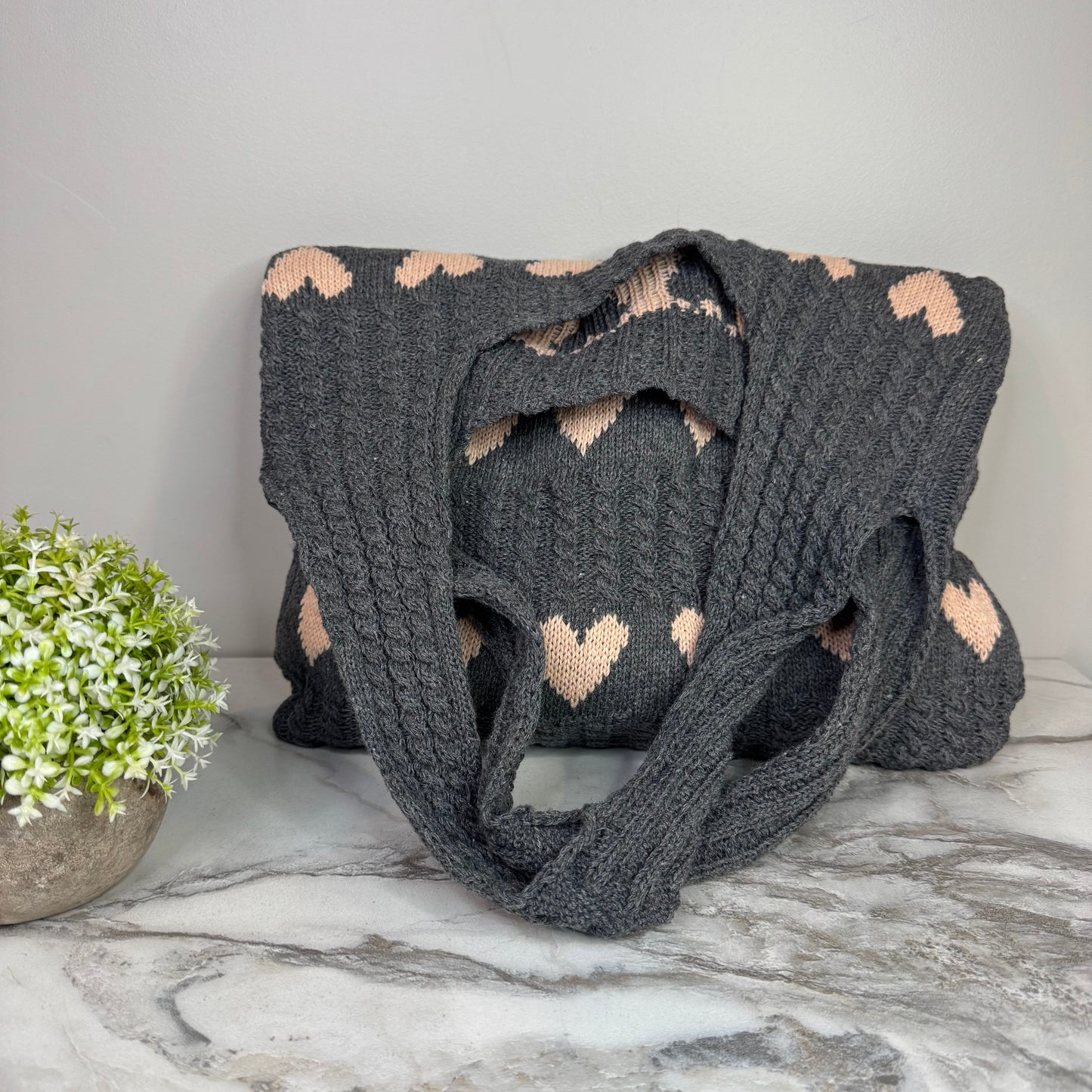 Heart Tote Bag - Knit Sweater