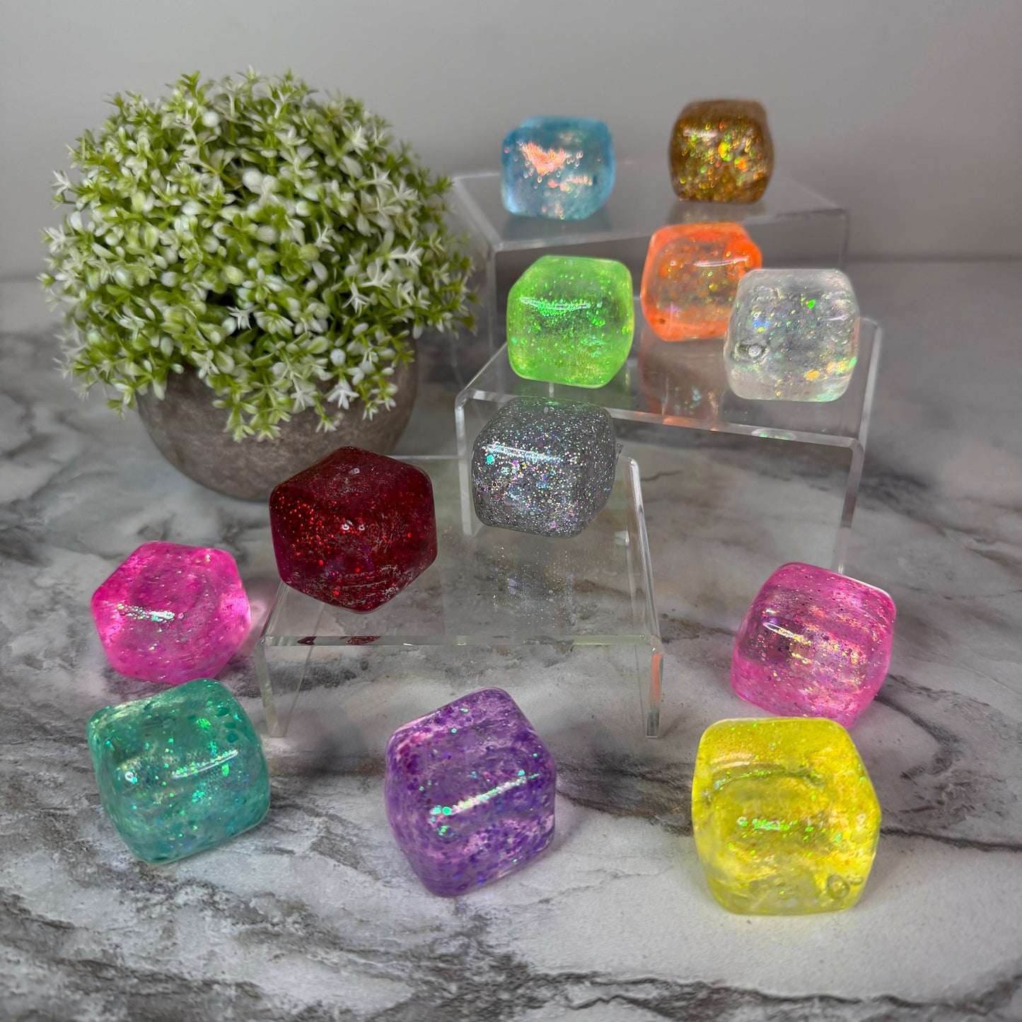 Squishy Toy - Ice Ice Baby Rounded Glitter Cube