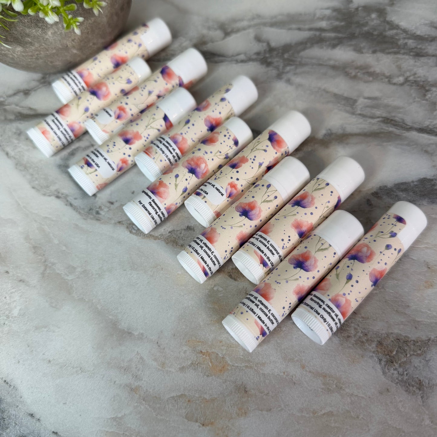 Lip Balm - Buttercream Orange Purple Floral