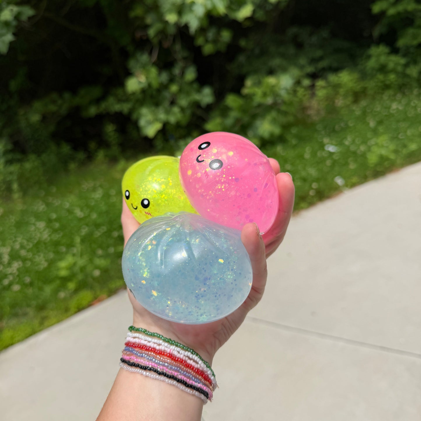 Squishy Toy - Viral Dumpling, Quick Squeeze Glitter - Blue