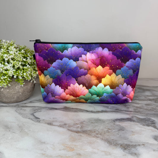 Pouch - Floral, Gold Vibrant Flower Petals