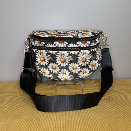 The Roni Nylon Crossbody - Floral Brown Gingham Daisy
