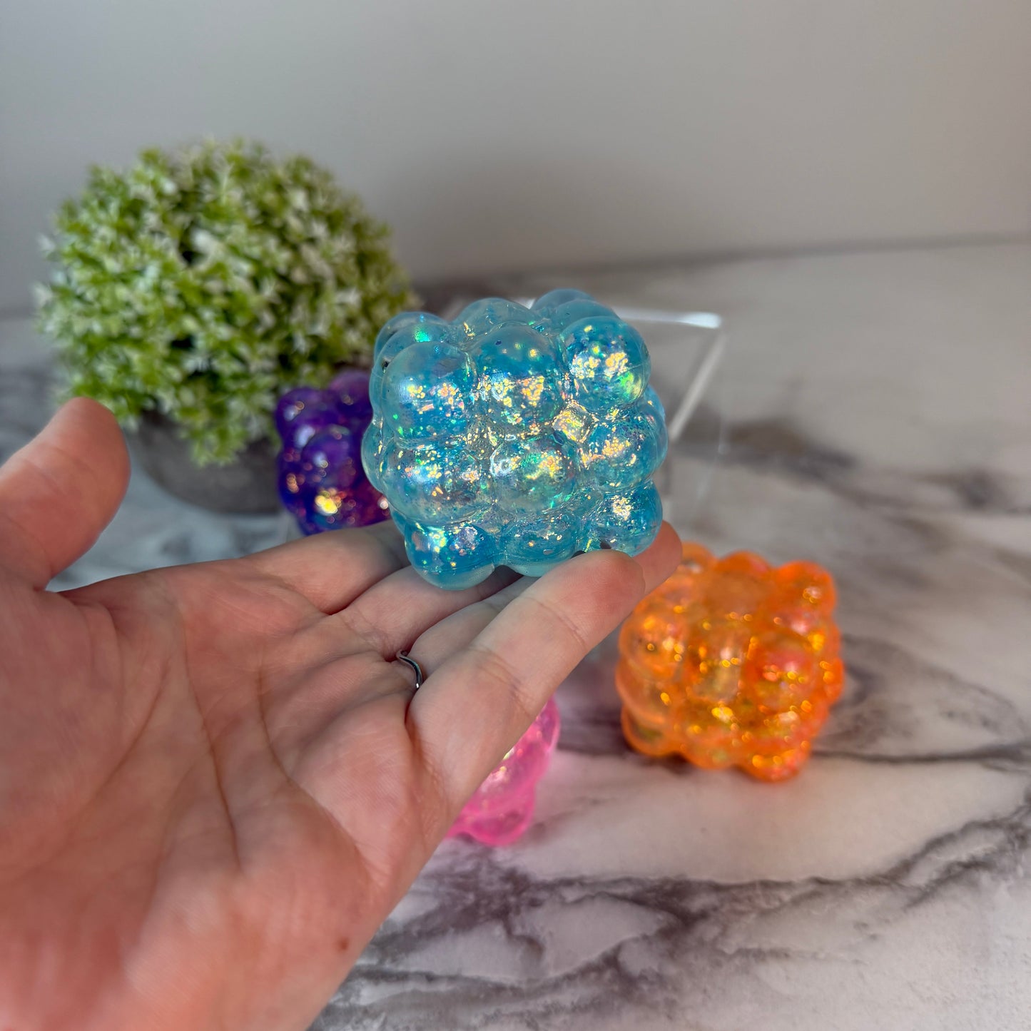 Squishy Toy - Smooth Nine Cube, Glitter