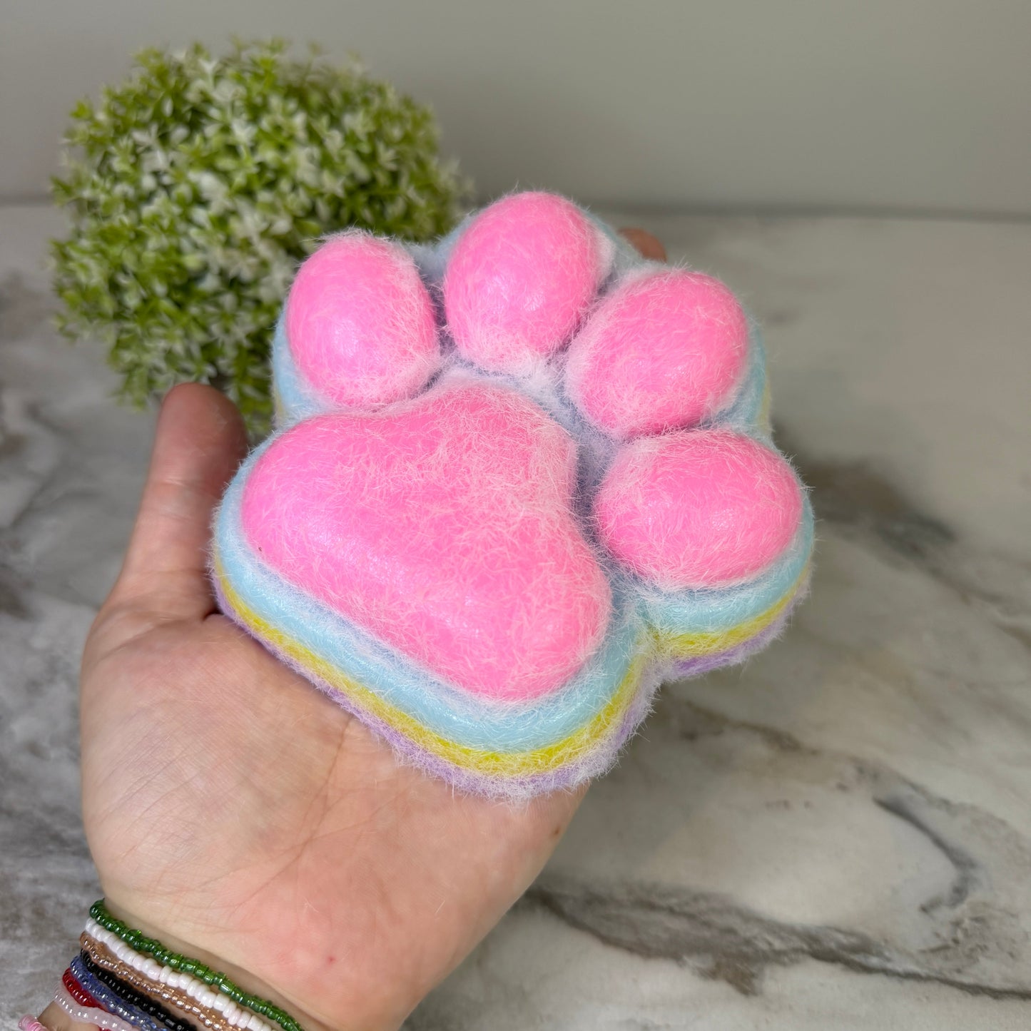 Squishy Toy - Giant Paw Taba - Rainbow Pink Paw