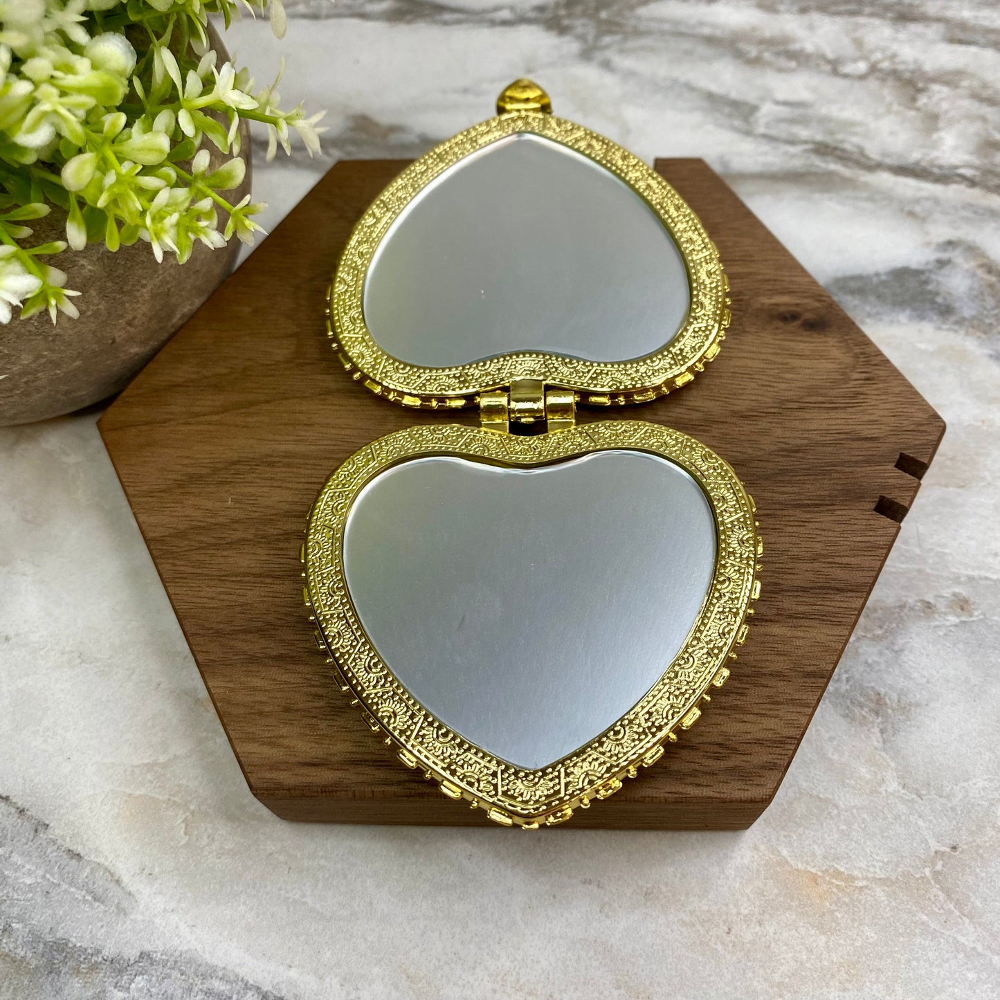 Compact Mirror - Black Floral (by shape)