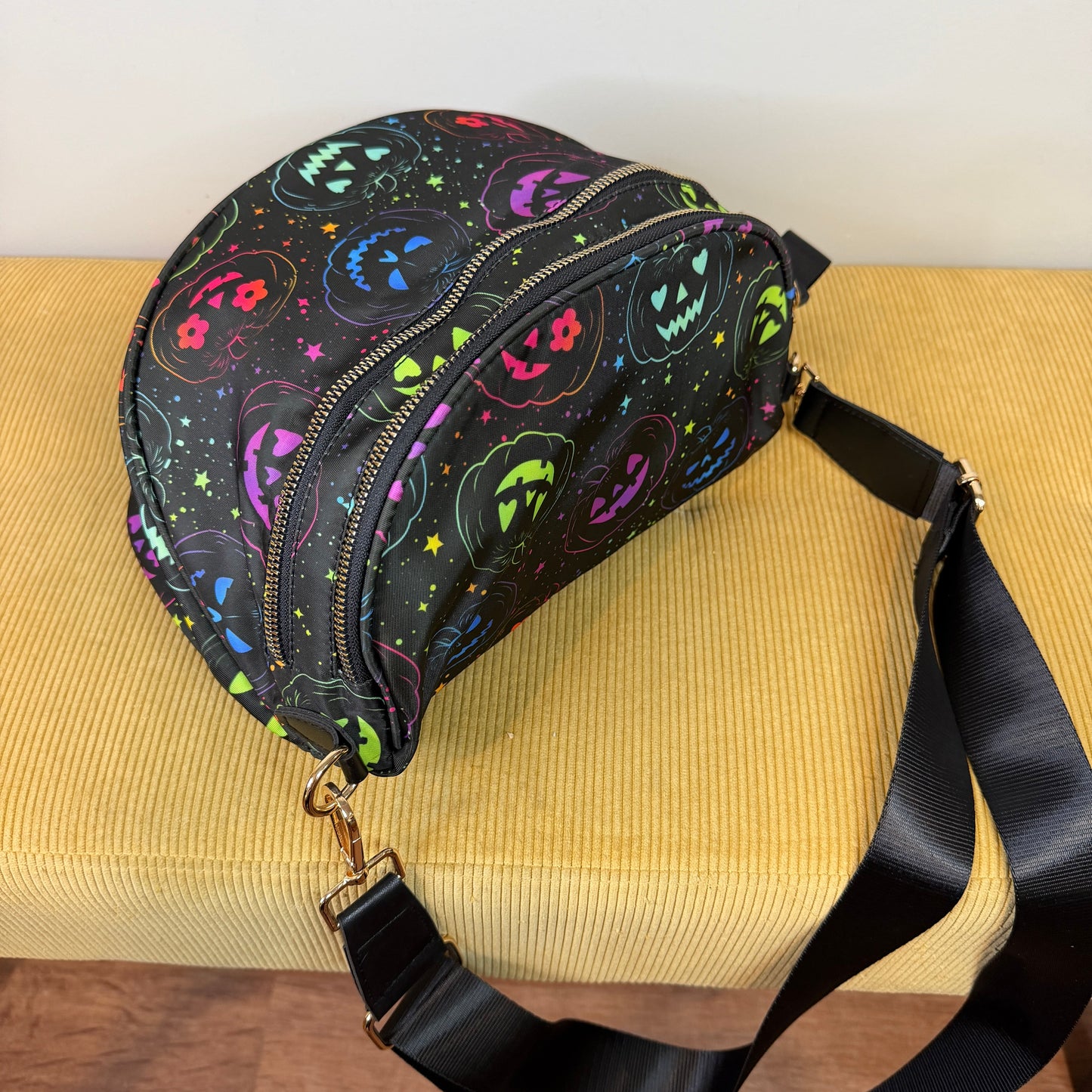 The Roni Nylon Crossbody - Halloween Fall Rainbow Pumpkin Faces