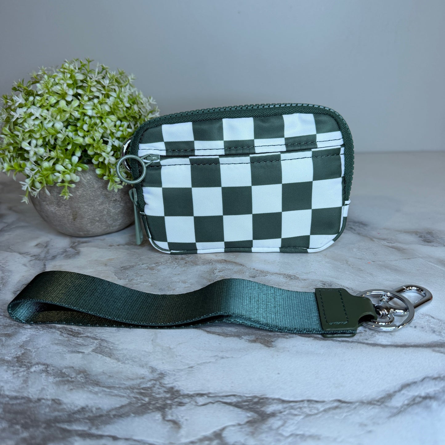 Rue - Nylon Wristlet Wallet - Olive Check