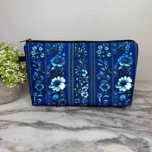 Pouch - Floral Blue Stripe