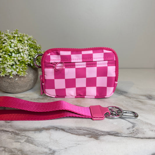 Rue - Nylon Wristlet Wallet - Hot Pink Check