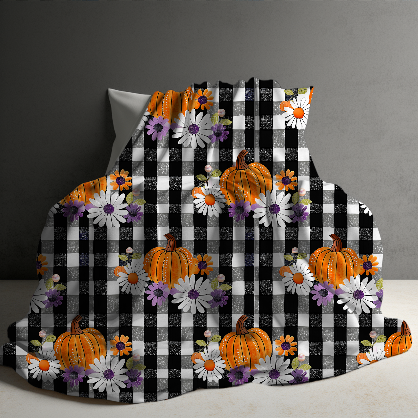 Blanket Halloween #37 - Plaid Pumpkin Floral - PREORDER ends 7/25