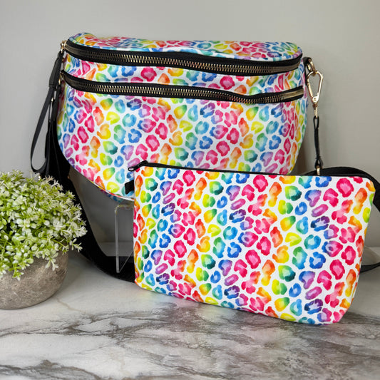 Bundled Set - Roni & Pouch - Lighter Rainbow Animal Print