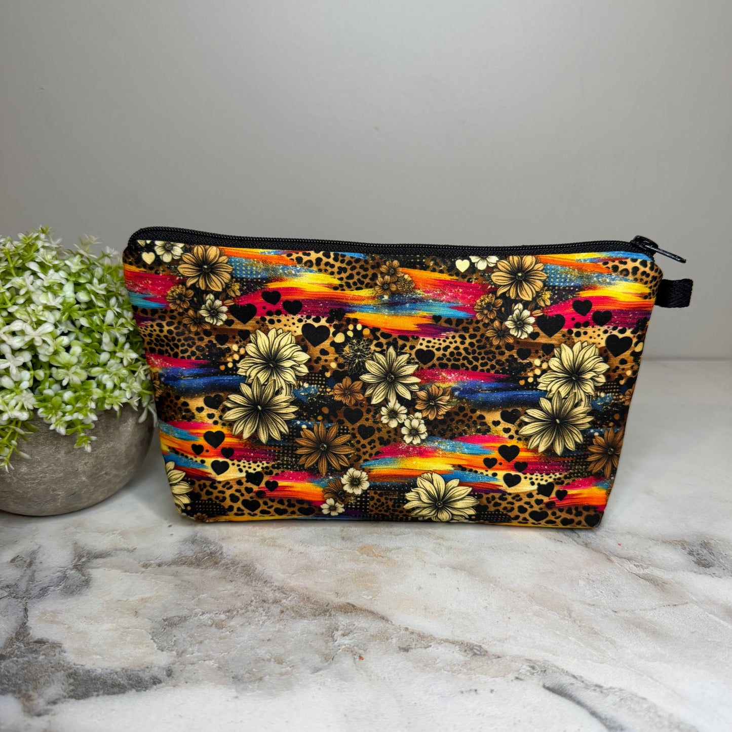 Pouch - Animal Print Rainbow Stripe Floral