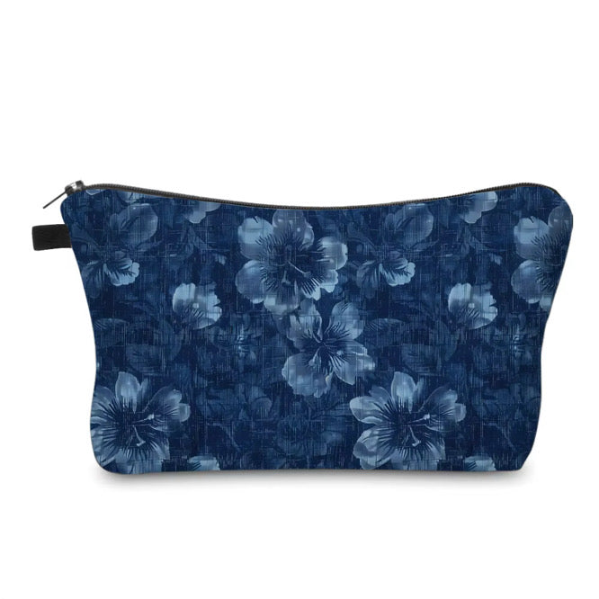 Pouch - Floral, Denim Blue