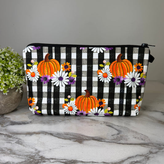 Pouch - Halloween Fall - Pumpkin Floral Plaid