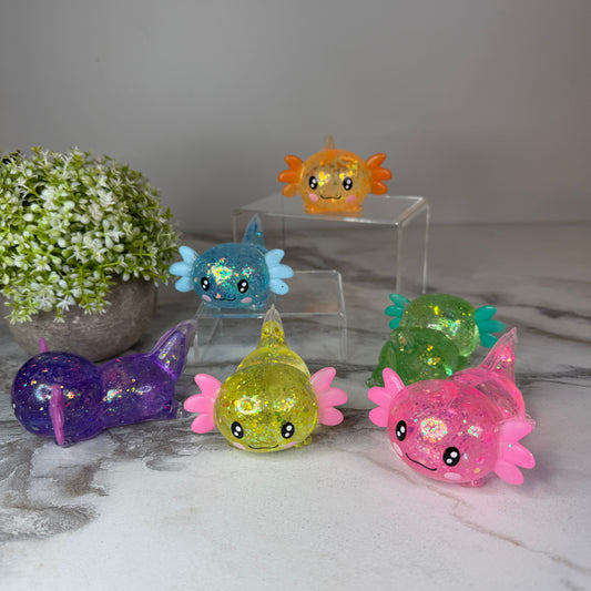 Squishy Toy - Axolotl, Glitter