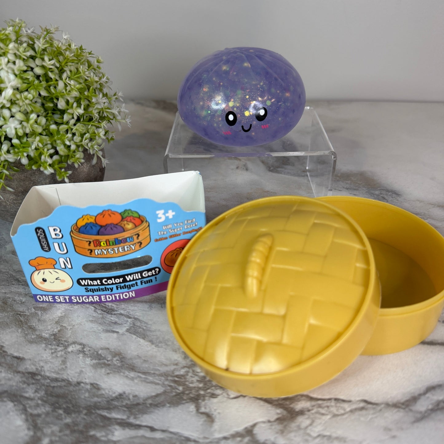 Squishy Toy - Viral Dumpling, Quick Squeeze Glitter - Purple