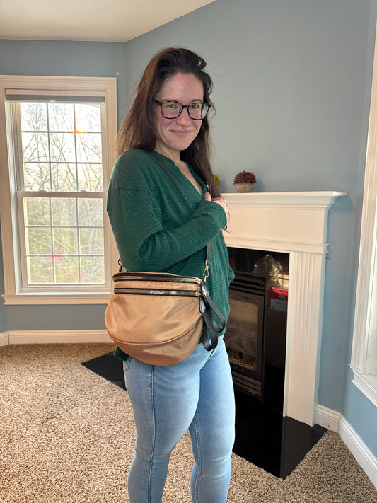 The Roni Nylon Crossbody - Bronze + Black