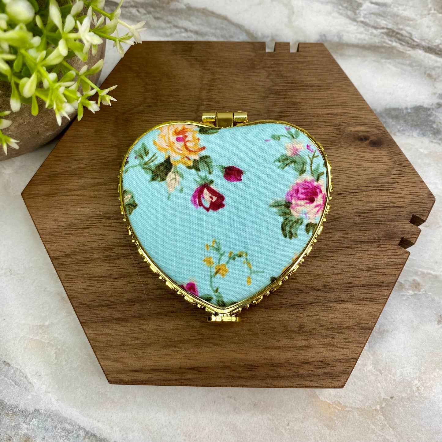 Compact Mirror - Blue Floral (by shape)