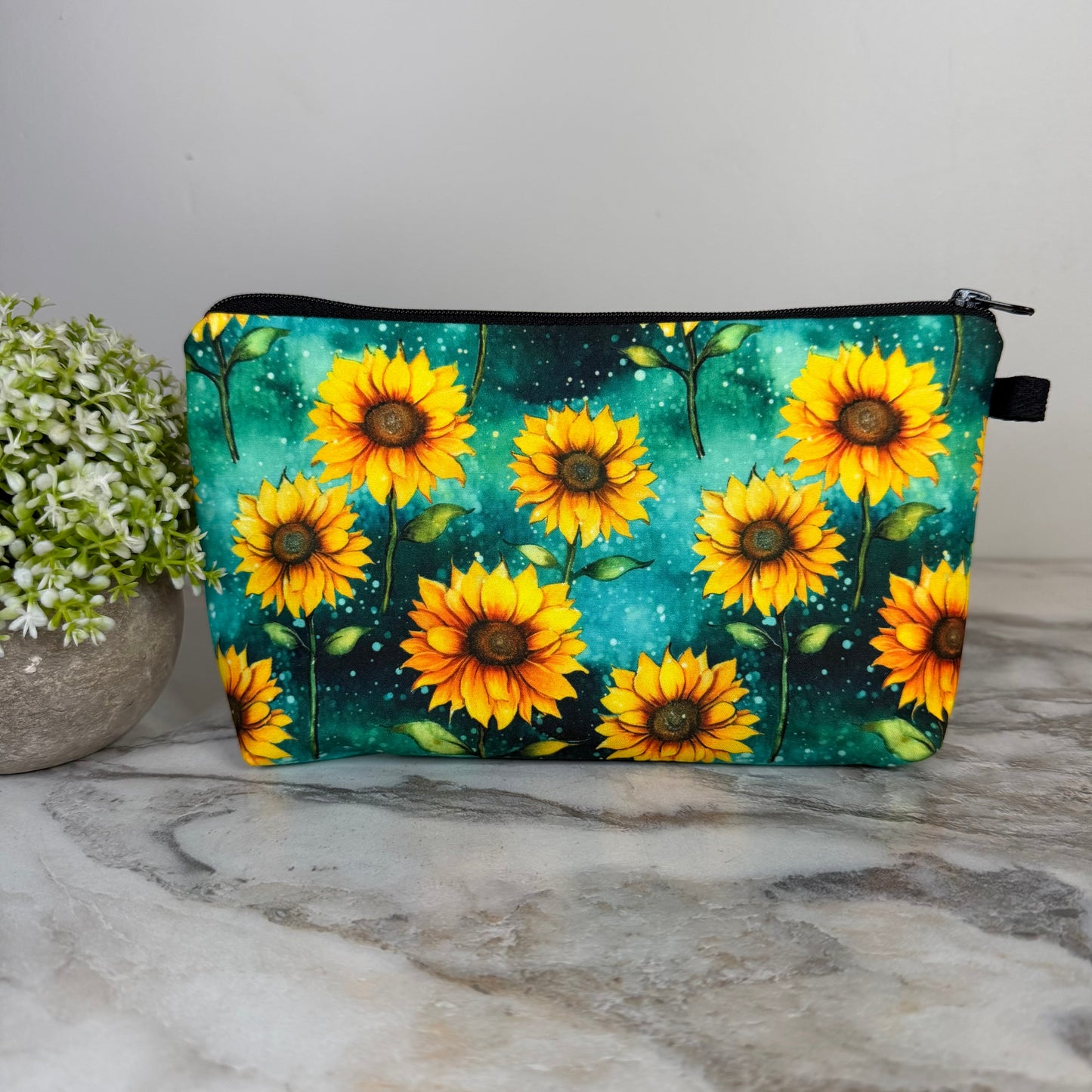 Pouch - Floral Sunflower Teal