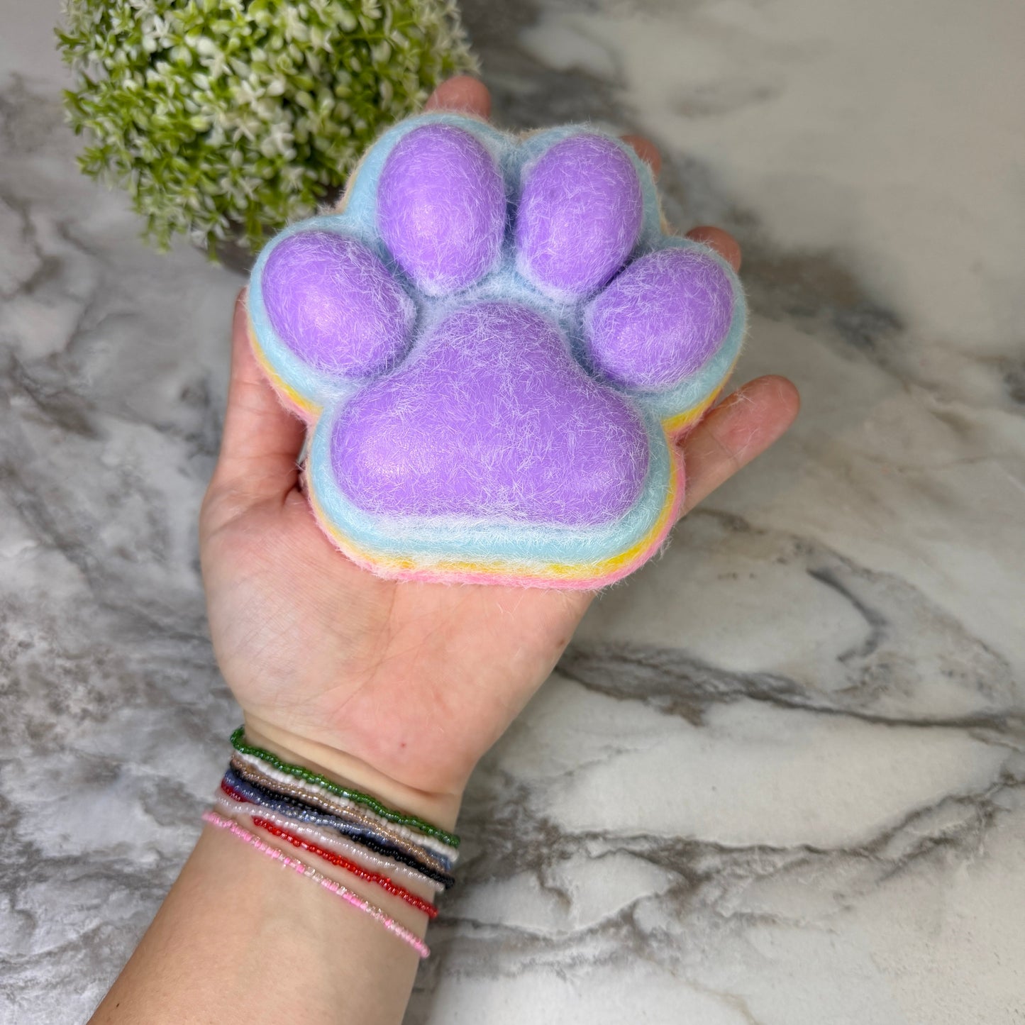 Squishy Toy - Giant Paw Taba - Rainbow Purple Paw