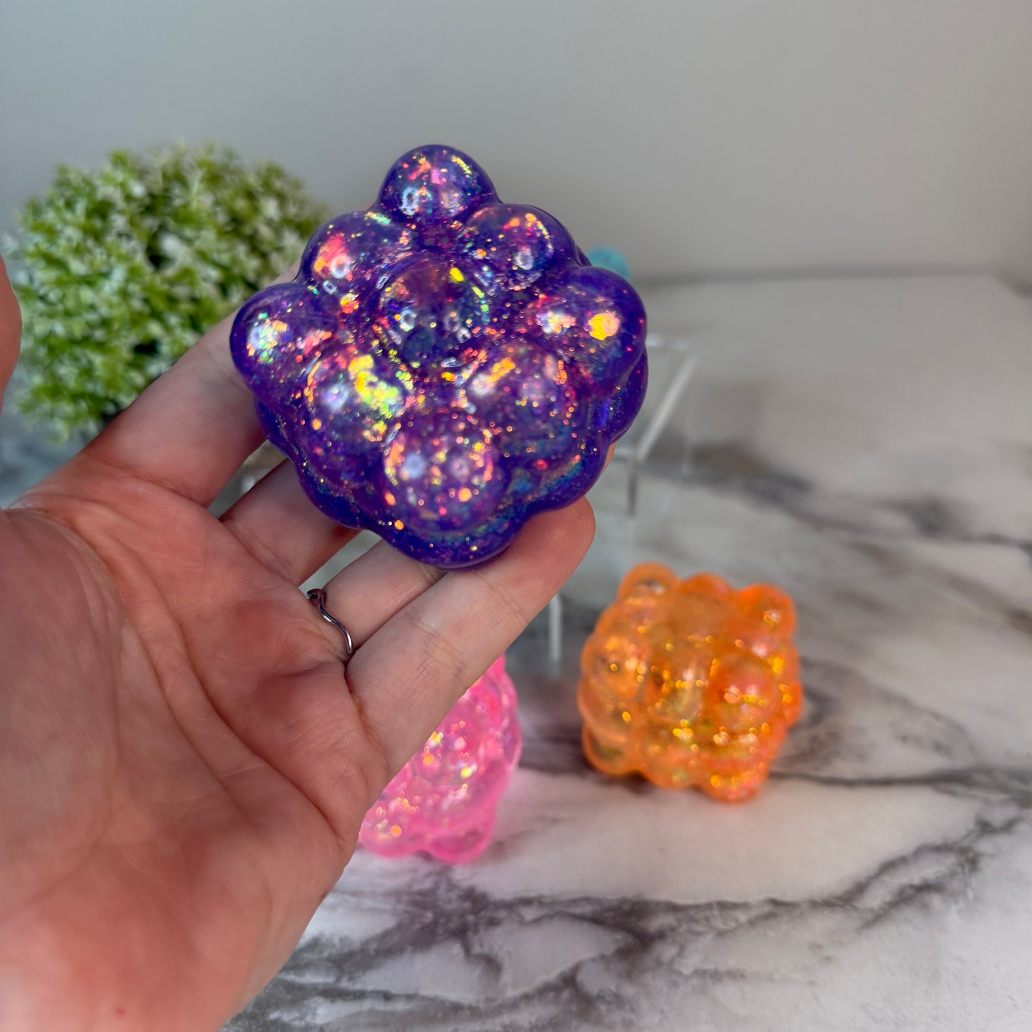 Squishy Toy - Smooth Nine Cube, Glitter